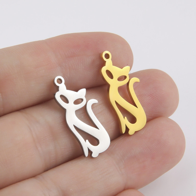 EUEAVAN 5tk roostevabast terasest kassikuu võlusid kõrvarõngastele kaelakee ehete valmistamise tarvikud loomade võluripatsid isetegemise ehted