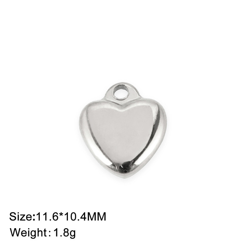 EUEAVAN 5 komada privjesaka u obliku srca, privjesak od nehrđajućeg čelika za ogrlicu, naušnice, narukvice, pribor za izradu nakita, veleprodaja