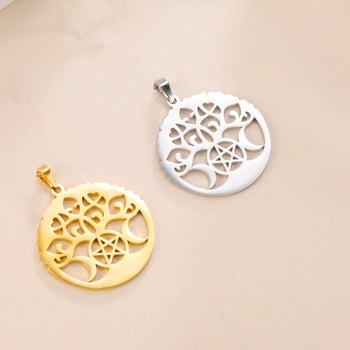 EUEAVAN 5 τμχ Triple Moon Goddess Charms Wicca Pentagram Magic Tree μενταγιόν DIY κοσμήματα κατασκευής προμήθειες χονδρική