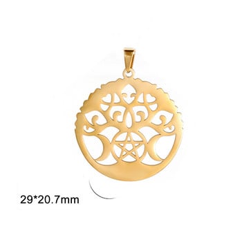 EUEAVAN 5 τμχ Triple Moon Goddess Charms Wicca Pentagram Magic Tree μενταγιόν DIY κοσμήματα κατασκευής προμήθειες χονδρική