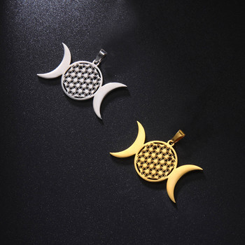 EUEAVAN 5 τμχ Triple Moon Goddess Charms Wicca Pentagram Magic Tree μενταγιόν DIY κοσμήματα κατασκευής προμήθειες χονδρική