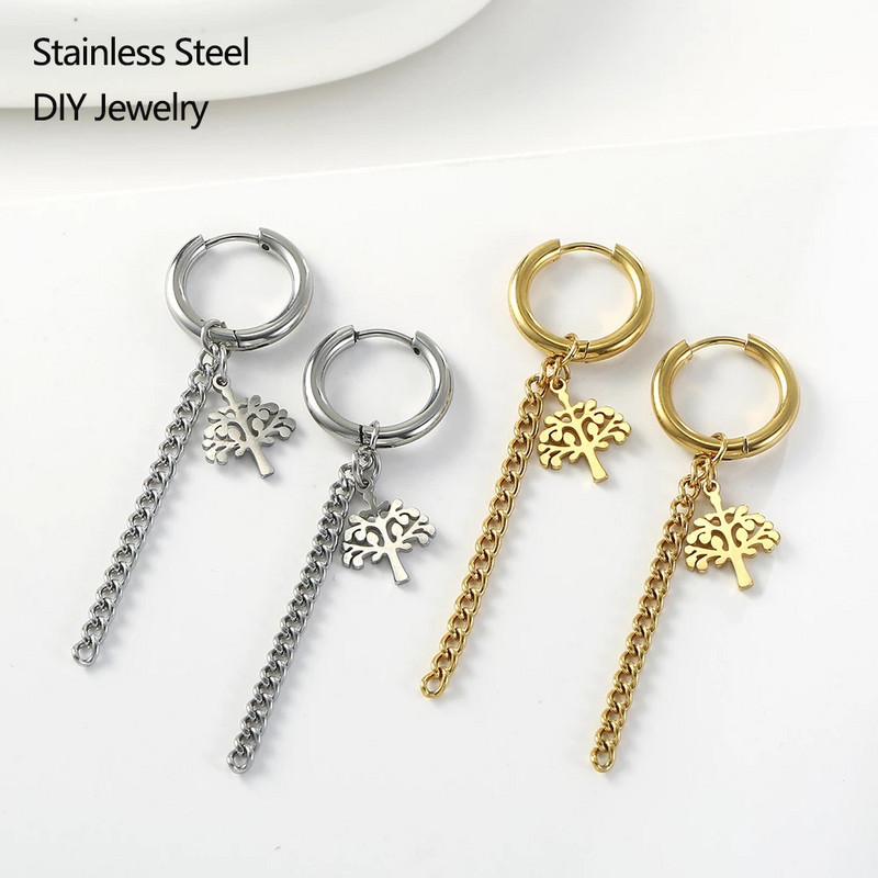 EUEAVAN 5 komada Drvo života od nehrđajućeg čelika privjesci za izradu nakita Privjesak DIY žene amulet ogrlica narukvica naušnice pribor