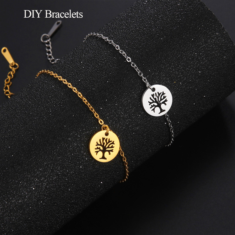 EUEAVAN 5 komada Drvo života od nehrđajućeg čelika privjesci za izradu nakita Privjesak DIY žene amulet ogrlica narukvica naušnice pribor