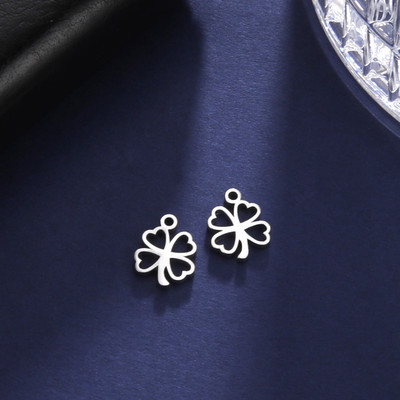 EUEAVAN 5 бр. Clover Charms Талисман от неръждаема стомана за гривна, колие, обеци, изработка на бижута Lucky Направи си сам висулка на едро