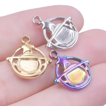 WZNB 5Pcs Saturn Planet Charms για κοσμήματα που φτιάχνουν αστέρια Κρεμαστό κολιέ σκουλαρίκι από ανοξείδωτο ατσάλι Diy Χειροποίητα αξεσουάρ