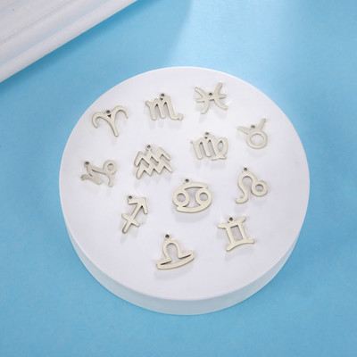 EUEAVAN 12tk Zodiac amulettid roostevabast terasest tähtkuju amuletid ehete valmistamiseks DIY kaelakee käevõru Naiste kingitused
