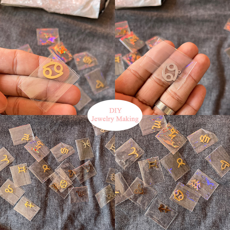 EUEAVAN 12tk Zodiac amulettid roostevabast terasest tähtkuju amuletid ehete valmistamiseks DIY kaelakee käevõru Naiste kingitused