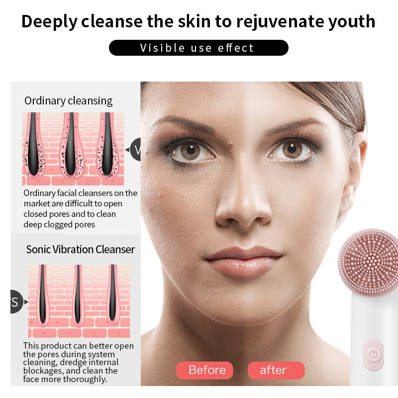 2-ühes elektrilised näopuhastusharjad Näomassaaži silikoonist laetav Sonic rullpintsel Mustpeade eemaldaja pooride puhastaja