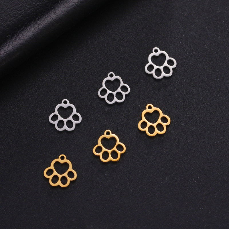 EUEAVAN 5 vnt., nerūdijančio plieno šunų katės letenėlių pakabukai papuošalams gaminti, maži gyvūnai, pakabukas „pasidaryk pats“ karoliai, apyrankės, auskarai, didmeninė prekyba