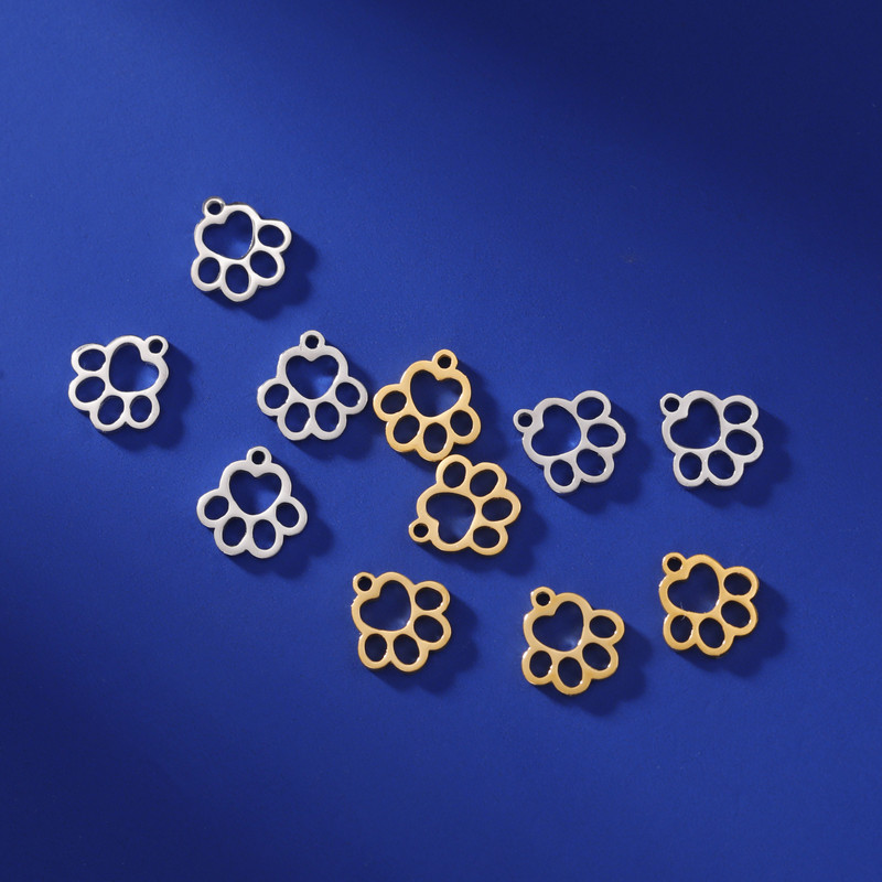 EUEAVAN 5 vnt., nerūdijančio plieno šunų katės letenėlių pakabukai papuošalams gaminti, maži gyvūnai, pakabukas „pasidaryk pats“ karoliai, apyrankės, auskarai, didmeninė prekyba