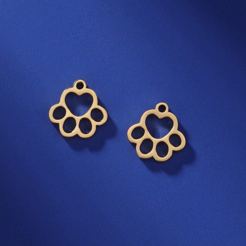 EUEAVAN 5 vnt., nerūdijančio plieno šunų katės letenėlių pakabukai papuošalams gaminti, maži gyvūnai, pakabukas „pasidaryk pats“ karoliai, apyrankės, auskarai, didmeninė prekyba