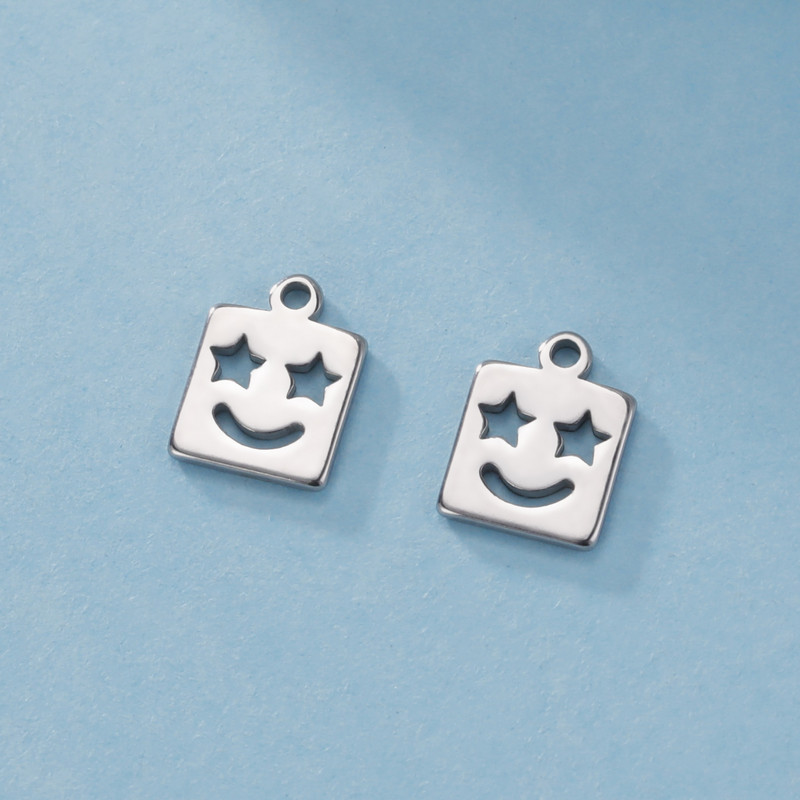 EUEAVAN 5tk Smiley Face Charms Star roostevabast terasest võlukee DIY kaelakee käevõru kõrvarõngas ehete valmistamise tarvikud hulgimüük