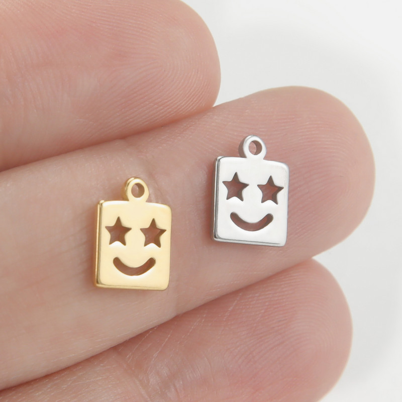 EUEAVAN 5tk Smiley Face Charms Star roostevabast terasest võlukee DIY kaelakee käevõru kõrvarõngas ehete valmistamise tarvikud hulgimüük