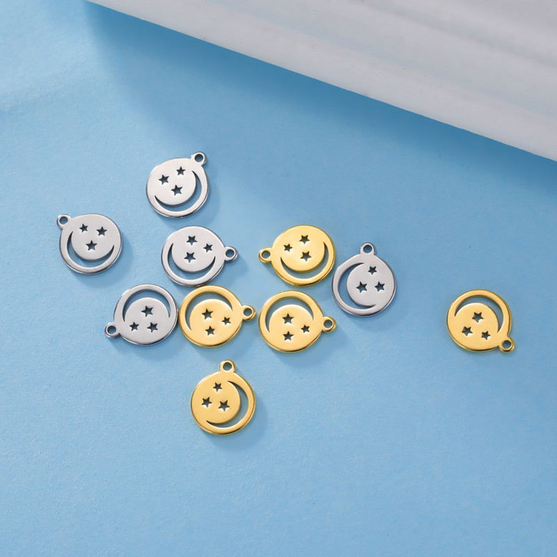 EUEAVAN 5tk Smiley Face Charms Star roostevabast terasest võlukee DIY kaelakee käevõru kõrvarõngas ehete valmistamise tarvikud hulgimüük