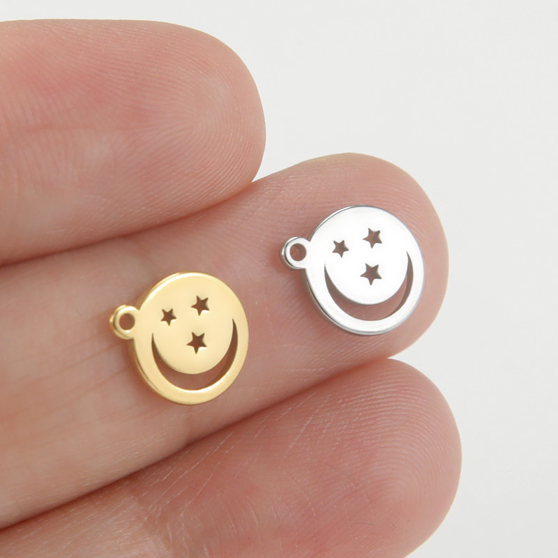 EUEAVAN 5tk Smiley Face Charms Star roostevabast terasest võlukee DIY kaelakee käevõru kõrvarõngas ehete valmistamise tarvikud hulgimüük