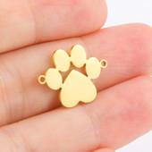 Teamer 5 tk käpaprinteriga süda, roostevabast terasest amuletid ehete tegemiseks loomade jalajälje ripatsiteehete valmistamise tarvikute hulgimüük