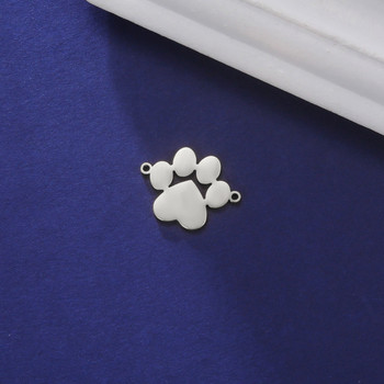 Teamer 5pcs Paw Print Heart Γούρια από ανοξείδωτο ατσάλι για κοσμήματα κατασκευής Animal Footprint Κρεμαστό κόσμημα Κατασκευή Προμήθειες Χονδρική