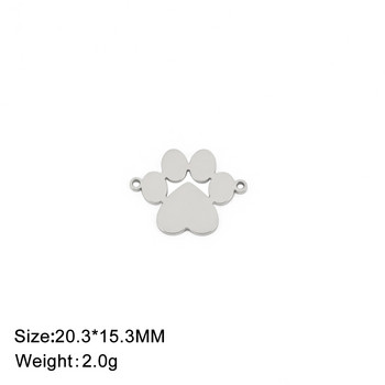 Teamer 5pcs Paw Print Heart Γούρια από ανοξείδωτο ατσάλι για κοσμήματα κατασκευής Animal Footprint Κρεμαστό κόσμημα Κατασκευή Προμήθειες Χονδρική