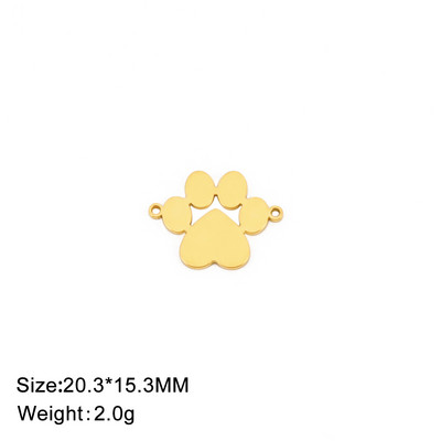 Teamer 5 tk käpaprinteriga süda, roostevabast terasest amuletid ehete tegemiseks loomade jalajälje ripatsiteehete valmistamise tarvikute hulgimüük