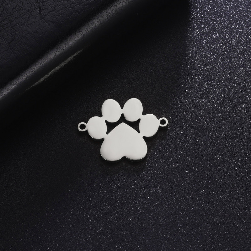 Teamer 5 tk käpaprinteriga süda, roostevabast terasest amuletid ehete tegemiseks loomade jalajälje ripatsiteehete valmistamise tarvikute hulgimüük