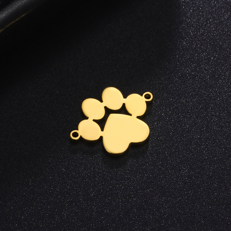 Teamer 5 tk käpaprinteriga süda, roostevabast terasest amuletid ehete tegemiseks loomade jalajälje ripatsiteehete valmistamise tarvikute hulgimüük