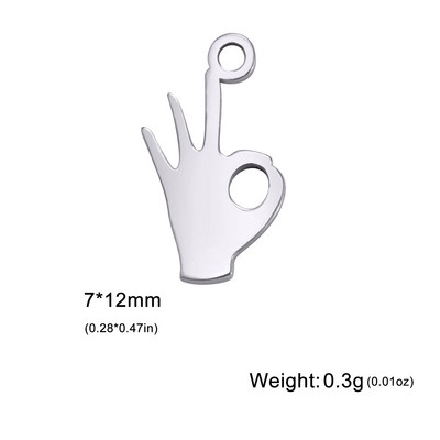 EUEAVAN 5 komada privjesaka od nehrđajućeg čelika za izradu nakita Pokret ruke OK Privjesak Ogrlica Naušnice Narukvice DIY pribor