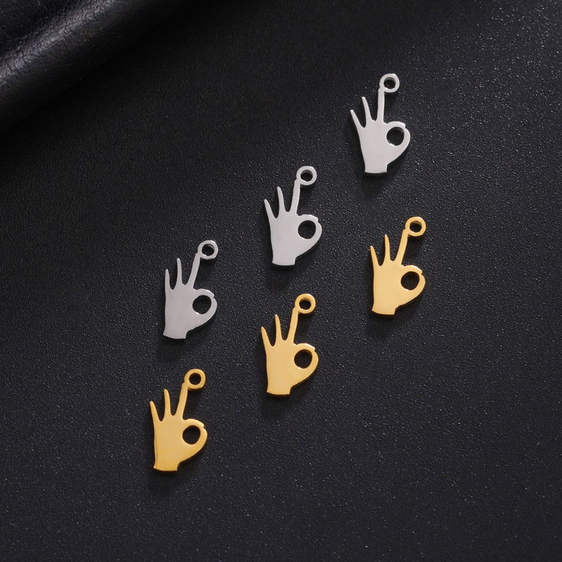 EUEAVAN 5 komada privjesaka od nehrđajućeg čelika za izradu nakita Pokret ruke OK Privjesak Ogrlica Naušnice Narukvice DIY pribor