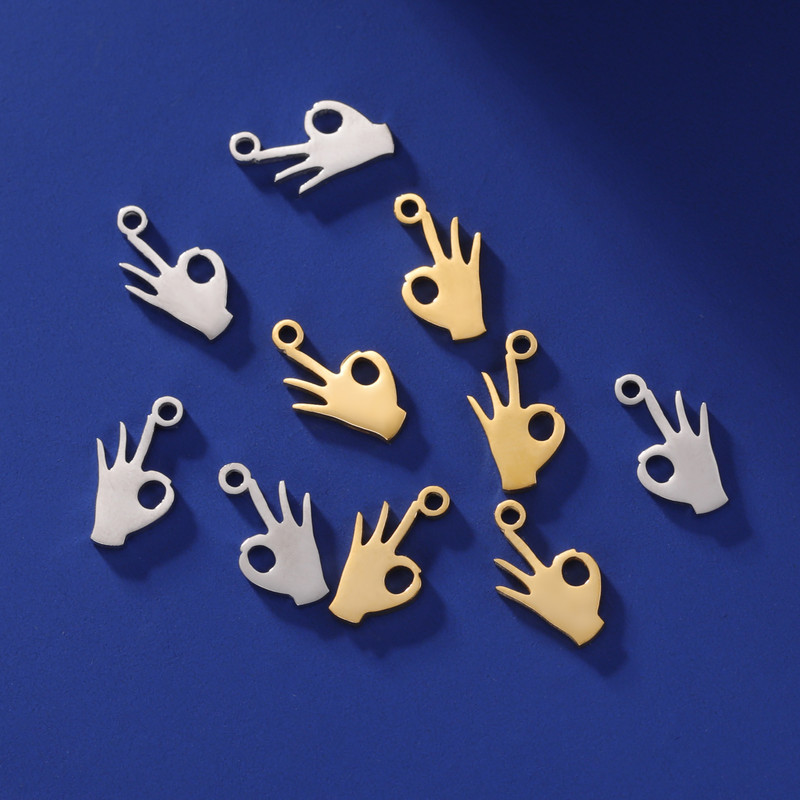 EUEAVAN 5 komada privjesaka od nehrđajućeg čelika za izradu nakita Pokret ruke OK Privjesak Ogrlica Naušnice Narukvice DIY pribor