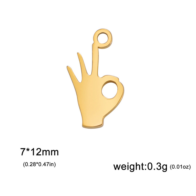 EUEAVAN 5 komada privjesaka od nehrđajućeg čelika za izradu nakita Pokret ruke OK Privjesak Ogrlica Naušnice Narukvice DIY pribor