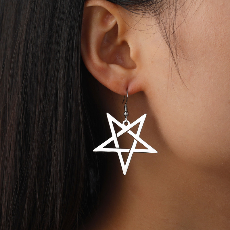 EUEAVAN 5tk ümberpööratud Pentagram Pentacle roostevabast terasest amuletid ehete valmistamiseks Amulet Nõidus kaelakee Kõrvarõngad Ripats