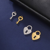 EUEAVAN 5db Szív kulcsos zár rozsdamentes acél medálok medálok ékszerkészítéshez nyaklánc karkötő barkács kiegészítők Valentin ajándékok