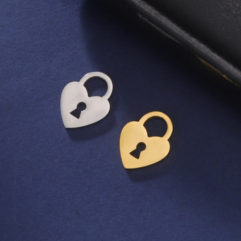 EUEAVAN 5 τμχ Κλειδαριά με κλειδί καρδιάς από ανοξείδωτο ατσάλι Γούρια μενταγιόν για κοσμήματα κολιέ Βραχιόλι DIY Αξεσουάρ Δώρα Αγίου Βαλεντίνου