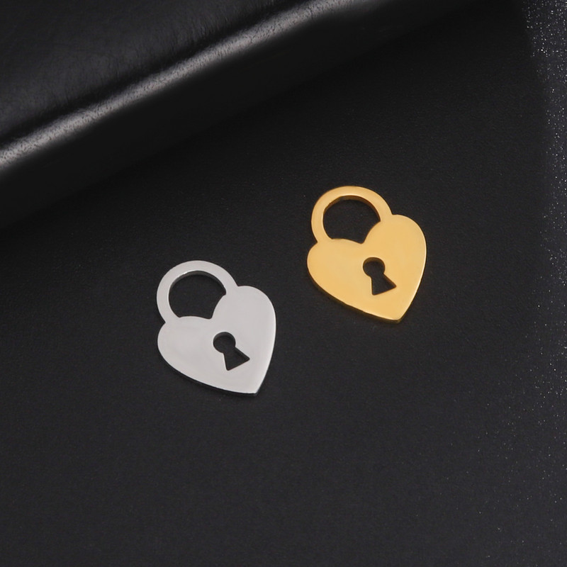 EUEAVAN 5db Szív kulcsos zár rozsdamentes acél medálok medálok ékszerkészítéshez nyaklánc karkötő barkács kiegészítők Valentin ajándékok