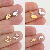 EUEAVAN 5tk roostevabast terasest amuletid ehete valmistamiseks Dolphin Rabbit Elephant Loomade ripats DIY kaelakee kõrvarõngad hulgimüük