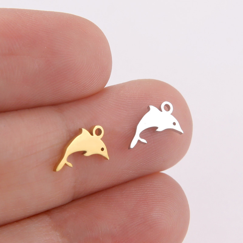 EUEAVAN 5tk roostevabast terasest amuletid ehete valmistamiseks Dolphin Rabbit Elephant Loomade ripats DIY kaelakee kõrvarõngad hulgimüük