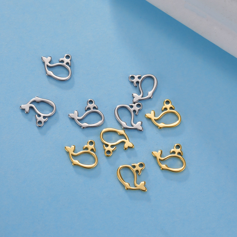 EUEAVAN 5tk roostevabast terasest amuletid ehete valmistamiseks Dolphin Rabbit Elephant Loomade ripats DIY kaelakee kõrvarõngad hulgimüük
