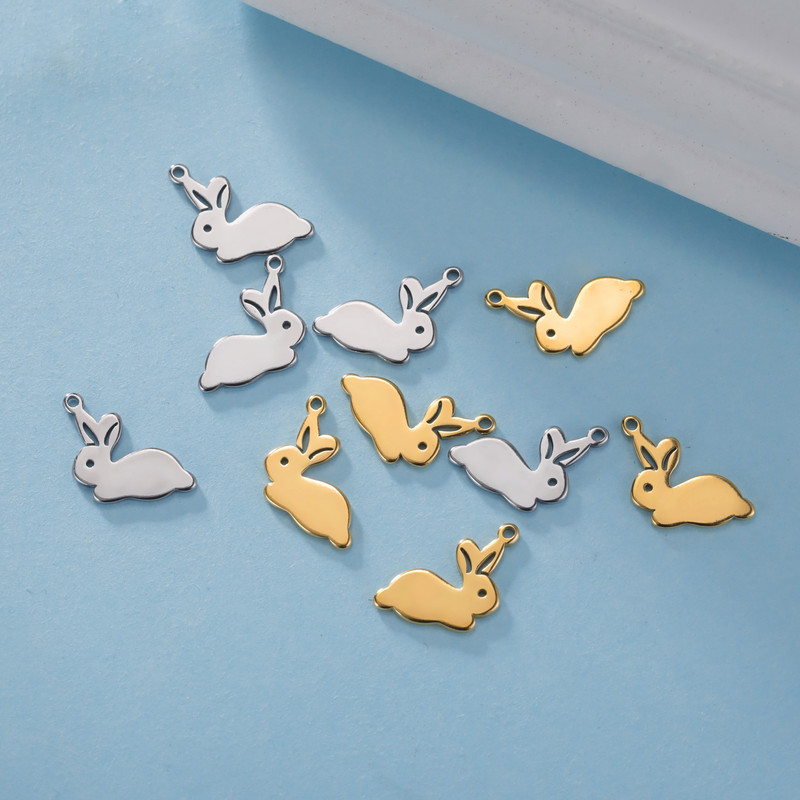 EUEAVAN 5tk roostevabast terasest amuletid ehete valmistamiseks Dolphin Rabbit Elephant Loomade ripats DIY kaelakee kõrvarõngad hulgimüük