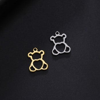 EUEAVAN 5 τμχ Γούρια από ανοξείδωτο ατσάλι Mini Bear Charm για κοσμήματα κατασκευής μικρών μενταγιόν DIY κολιέ βραχιόλι Σκουλαρίκια αξεσουάρ