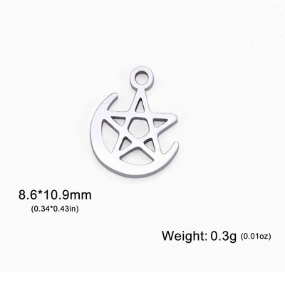 EUEAVAN 5tk Pisikesed võluvad roostevabast terasest amuletid ehete valmistamiseks päikesepentakli südamega kuuripatsiga meisterdatud kaelakee käevõrud