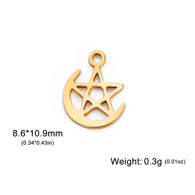 EUEAVAN 5tk Pisikesed võluvad roostevabast terasest amuletid ehete valmistamiseks päikesepentakli südamega kuuripatsiga meisterdatud kaelakee käevõrud