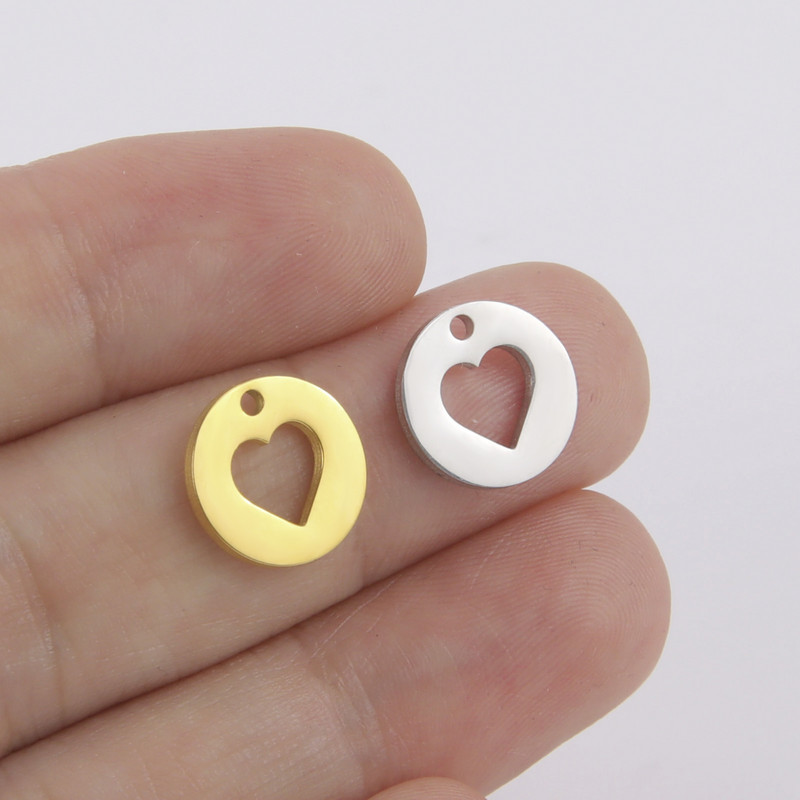 EUEAVAN 5tk Pisikesed võluvad roostevabast terasest amuletid ehete valmistamiseks päikesepentakli südamega kuuripatsiga meisterdatud kaelakee käevõrud