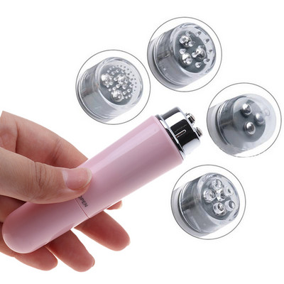 Mini aparat de masaj electric portabil pentru ochi cu 4 capete Dispozitiv de masaj facial Pen Creme faciale Stick de masaj facial cu vibrații grozave