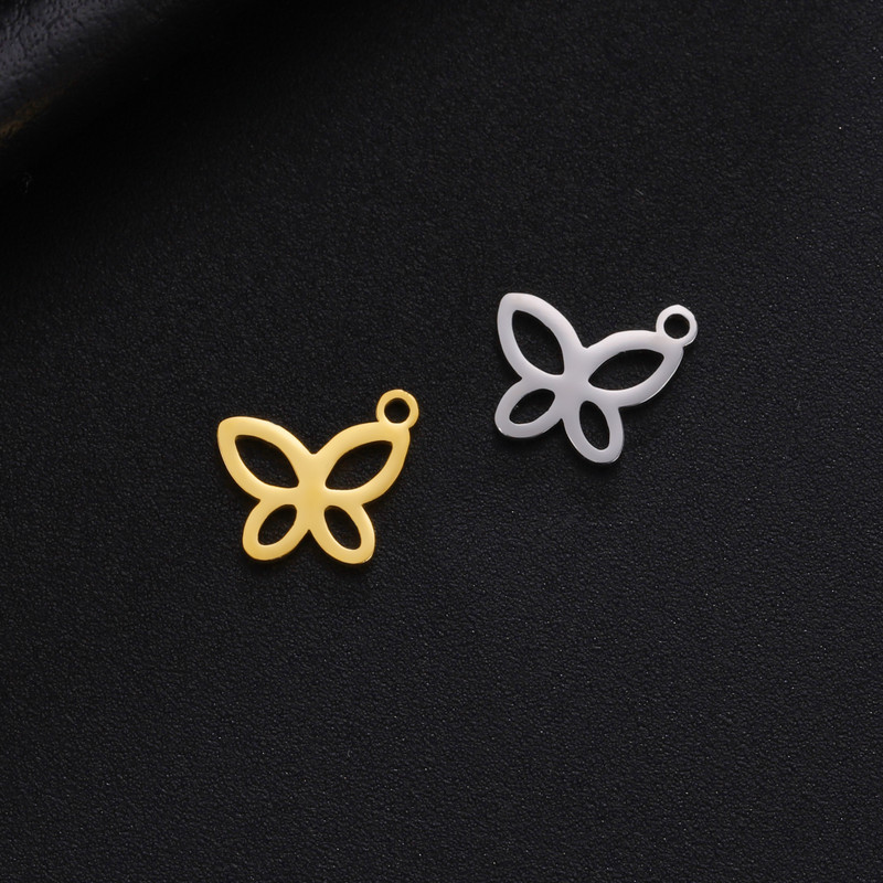 EUEAVAN 5 τμχ Γούρια πεταλούδας από ανοξείδωτο ατσάλι για βραχιόλια κολιέ κατασκευής κοσμημάτων Χονδρική πώληση DIY μενταγιόν