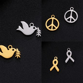 EUEAVAN 5 tk Pisikesed roostevabast terasest amuletid ehete valmistamiseks Käevõru kaelakee Rahumärgi tuvi ripats DIY võlude hulgimüük