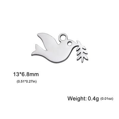 EUEAVAN 5 tk Pisikesed roostevabast terasest amuletid ehete valmistamiseks Käevõru kaelakee Rahumärgi tuvi ripats DIY võlude hulgimüük