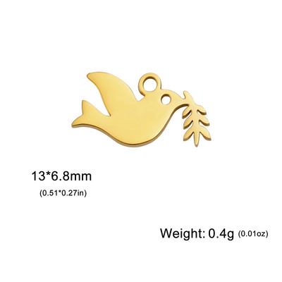 EUEAVAN 5 tk Pisikesed roostevabast terasest amuletid ehete valmistamiseks Käevõru kaelakee Rahumärgi tuvi ripats DIY võlude hulgimüük