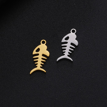 EUEAVAN 5 τμχ Γούρια από ανοξείδωτο ατσάλι Fish Bone Charms για κολιέ Βραχιόλι Κοσμήματα Κατασκευή DIY Findings Supplies Χονδρική