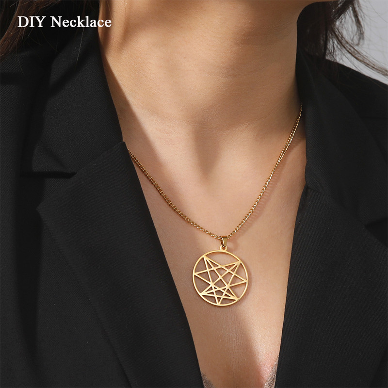 EUEAVAN 5 τμχ Enneagram από ανοξείδωτο ατσάλι Charms Nine Angles Satanic κρυφό μενταγιόν για κοσμήματα κολιέ Making Amuet Magic Charms