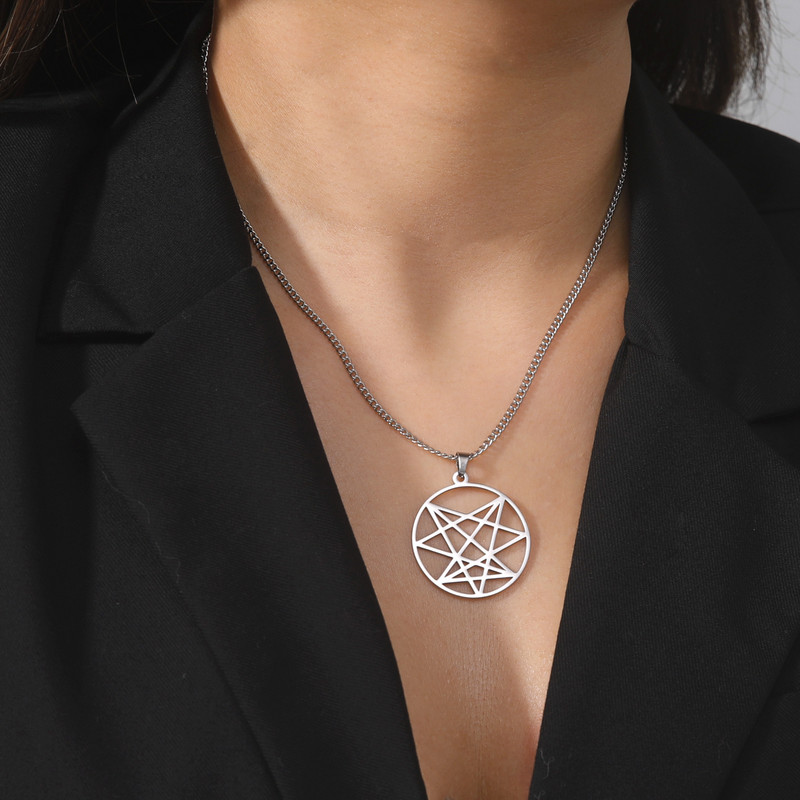 EUEAVAN 5 τμχ Enneagram από ανοξείδωτο ατσάλι Charms Nine Angles Satanic κρυφό μενταγιόν για κοσμήματα κολιέ Making Amuet Magic Charms