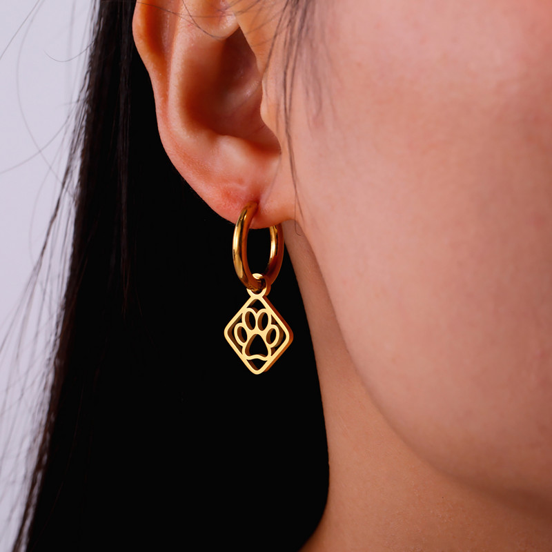 EUEAVAN 5tk loom kass koera käpa amuletid roostevabast terasest käevõru kaelakee kõrvarõngad ehted kurja silma ripats